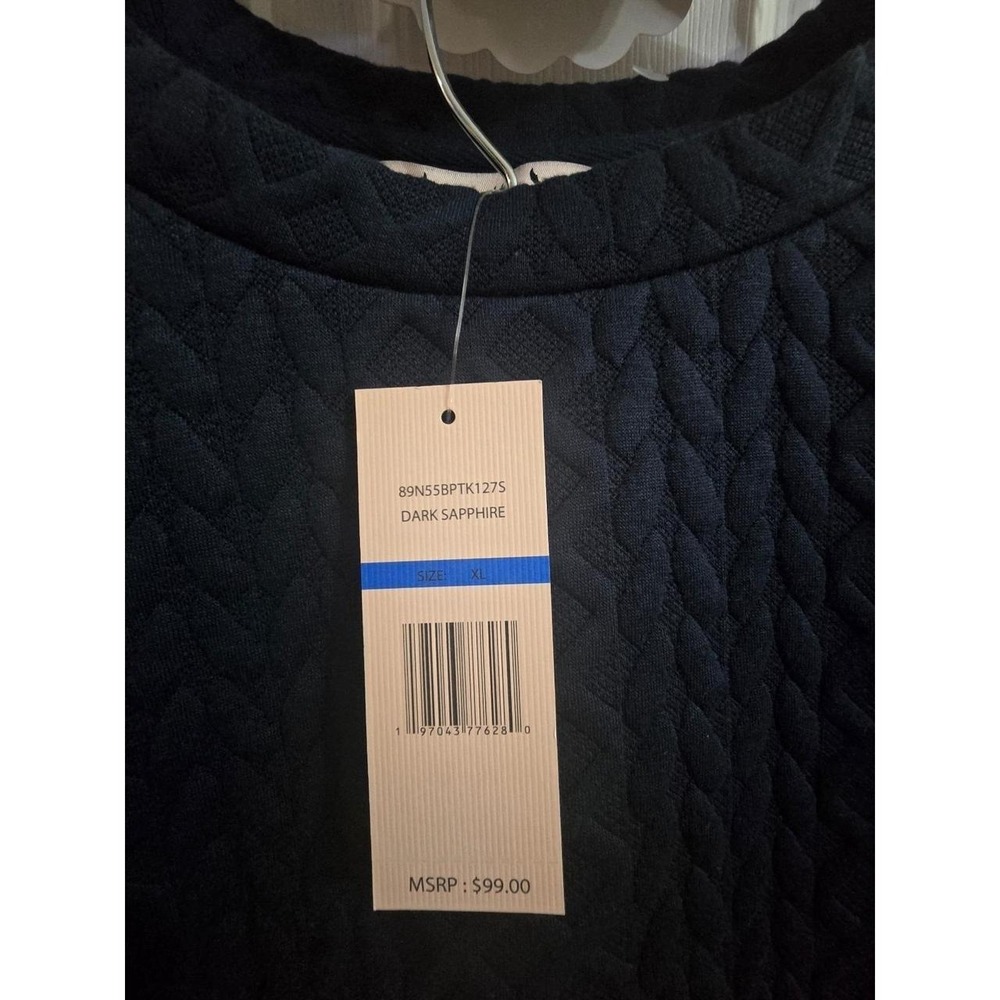 NWT Nanette Lepore Quilted Crewneck & Pants Lounge Set Dark Sapphire XL MSRP $99 - Picture 2 of 7
